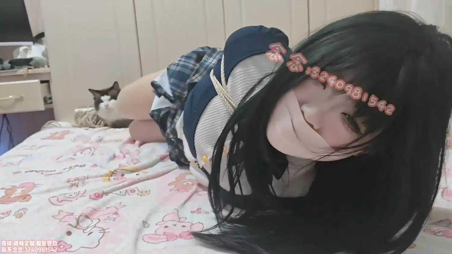 【司念念】蓝色裙子套装驷马紧缚挣扎 薄肉丝绑脚掌 胶带封嘴 tk挠痒.