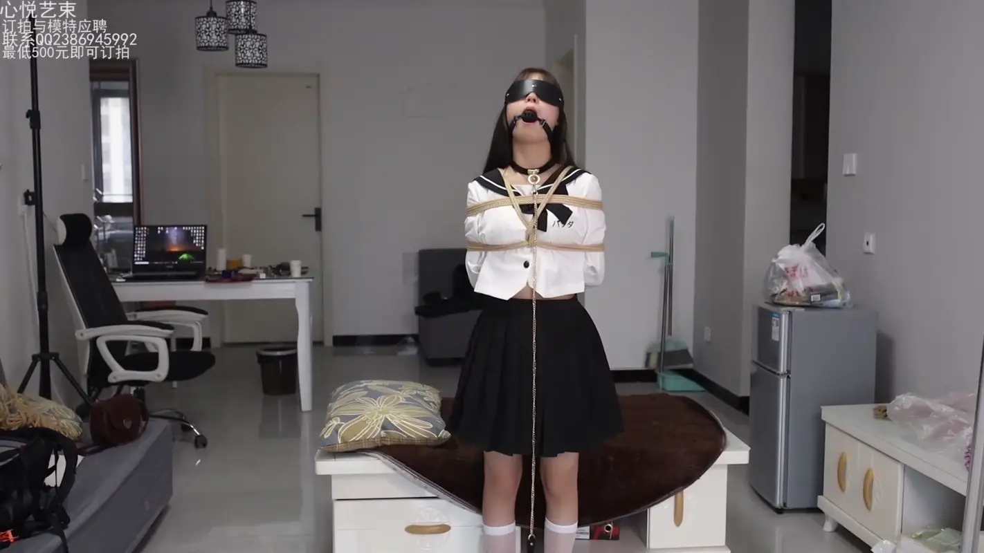 [心悦艺束] 新模试镜，小萝莉文文日式tk堵嘴拘束