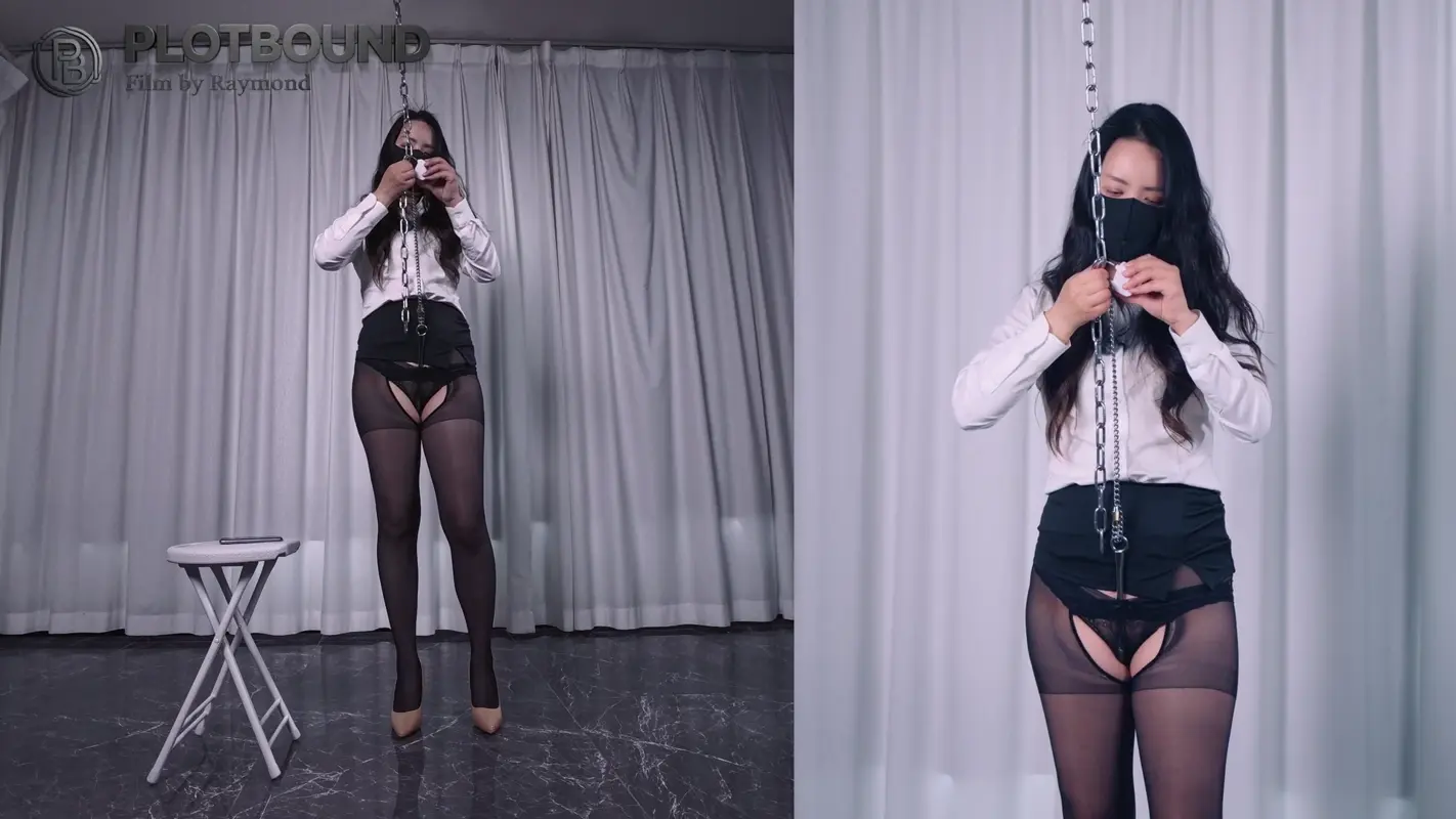 【Raymond】（一镜到底实录）不认真拍戏的惩罚：金属Y钩钩住身体，用定时锁锁在铁链上+13cm放红豆的高跟，遗弃式30分钟罚站